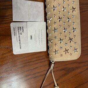 Jimmy Choo Gold Star-Studded Wallet